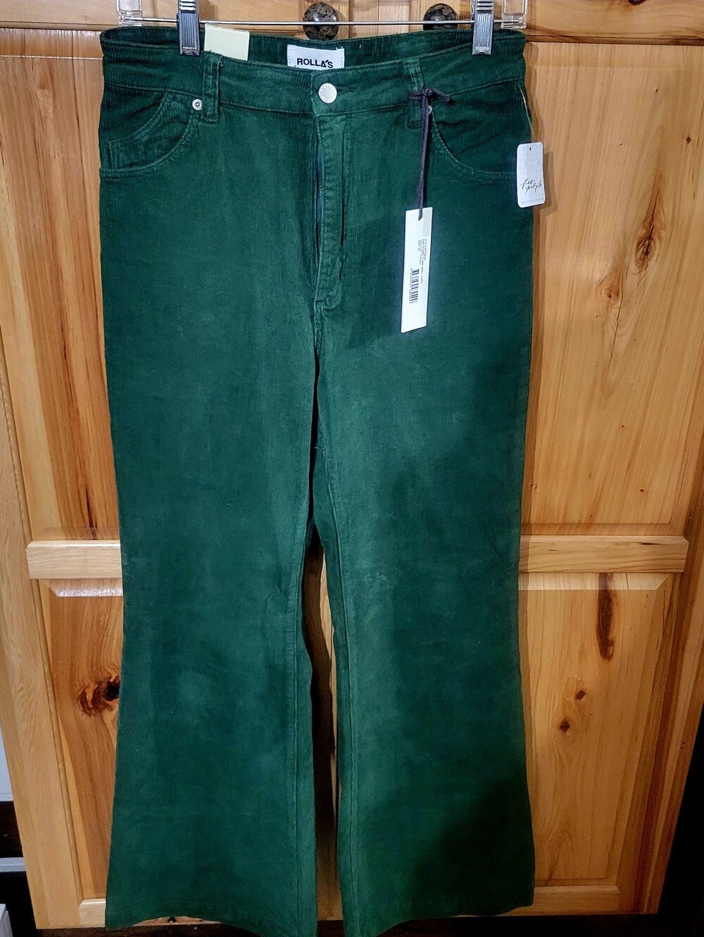 ROLLAS east Coast Flare Hi-rise Strerch Cord Green Sz 30 NWT